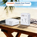 TREVOLTY 2000W Voltage Converter US to Europe for Hair Dryers, 7-in-1 220V to 110V Converter for European Travel with 3 AC/2 USBA/2 USBC Ports (PD20W), Universal Travel Adapter (White)