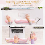 Gimars Upgrade Enlarge Gel Memory Foam Set Keyboard Wrist Rest Pad, Comfortable Ergonomic Design for Easy Typing Pain Relief, Firm Mouse Wrist Cushion Support for Office, Computer, Laptop, Mac