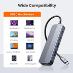 GUSGU USB C Hub with 4K HDMI (5-in-1 Gray), 2*USB 3.0, 5Gbps Type C Port, PD Charging 100W, Multiport Adapter for HP Laptop, MacBook Pro/Air, Dell Inspiron/XPS, Acer, Lenovo