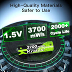 Kratax 3700mWh AA Rechargeable Lithium Batteries with Charger, 8 Pack high Capacity Double A li-ion Batteries 1.5v, Long Lasting, Charging Storage Box with AA Lithium Battery Rechargeable