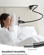 Lamicall Gooseneck Phone Holder for Bed - [Upgraded Stable Clip] for Desk, Headboard, Bed, Bedside, Table, Flexible Gooseneck Long Arm Stand, Overhead Cell Phone Clamp Mount, for All 4-7” Devices
