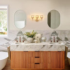 Shenmoyl Bathroom Light Fixtures, 3-Light Brass Vanity Wall Light Over Mirror with Amber Tulip Glass Shade for Bedroom Living Room (Bulb Not Included)