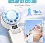 PlayHot Upgraded Portable Handheld Fan with 60°F Ice Cooling, Up tp 12Hrs Personal Fans Portable Rechargeable, 5 Speed 25550RPM Powerful Portables Fan Handheld, Hand/Neck/Desk Fan 3 IN 1(White)