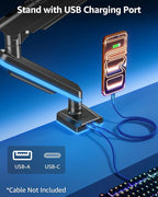MOUNTUP RGB Single Monitor Arm Fits 32 27 24 22 inch, Holds 4.4-22lbs Screens, Monitor Stand for Desk with RGB Lights, 19 Modes, Computer Monitors Desk Mount, VESA Mount with Clamp & Grommet Bases
