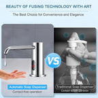 Automatic Soap Dispenser Touchless for Kitchen Bathroom Sink Built in Electric Soap Dispenser Infrared Sensors Liquid Commercial Dispenser with Bottle and Pump 33.81oz/1000ml (Chrome)