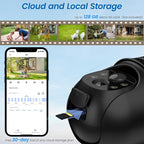 Cinnado 2K Cameras for Home Security-2.4G WiFi Outdoor Camera Wireless Solar/Battery Powered, 360° Viewing, Human Detection, Color Night Vision, Cloud/SD Storage B6 (B6-Black-1pack-2.4G)