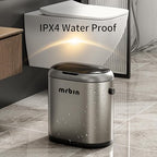 MRBIN Automatic Adsorption Metal Trash Can for Bathroom, Touchless Garbage Bin with Lid, 3.2 Gallon Slim Trash Can for Office and Bedroom, Electric Motion Sensor Waste Basket, Eclipse Grey
