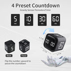 Productivity Timer Flip Gravity Sensor Cube Timer Countdown & Countup,Mute & Vibrate & Sound，5/10/30/60min & Custom Timing, Perfect for ADHD,Work,Learning,Kitchen Cooking (1Black)