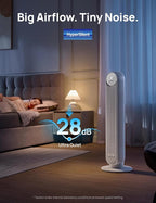 Dreo Tower Fan for Bedroom, 25ft/s Velocity Quiet Floor Fan, 90° Oscillating Fans for Indoors with 4 Speeds, 4 Modes, 8H Timer, Standing Fans, Bladeless Fan, White, Nomad One (DR-HTF007)