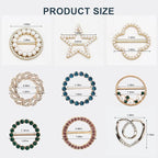 T-Shirt Clips 9 PCS, Clothes Corner Knotted Button, Fashion Alloy Pearl Rhinestone Circle Clip Buckle Round Shirt Silk Scarf