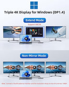 Laptop Docking Station 4 Monitors, Dual HDMI+8K DP+VGA, 10Gbps, 100W PD, 6 USB C/A Ports, Ethernet, SD/TF, LIONWEI 13 in 1 USB C Hub for MacBook/Dell/HP/Surface