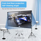 TOWOND Outdoor Projector Screen with stand, 120 inch Portable Movie Screen - 16:9 4K HD Foldable Anti-Crease Projection Screen with Carry Bag for Movie Nights, Camping and Parties Support Double Sided