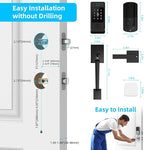 Miuedo WiFi Smart Locks for Front Door with Handle Sets, Keyless Entry Door Lock Fingerprint Deadbolt, Electronic Digital Touchscreen keypad, App Control, Easy to Install (Black)
