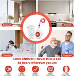 Wireless Caregiver Pager SOS Call Button for Elderly Monitoring 1000+ Feet Life Alert，Emergency Alert System Call Bell for Nurse Patient Disabled 1 Waterproof Transmitter & 1 Plugin Receiver