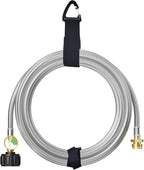 NQN 12FT Stainless Braided Propane Adapter Hose with Gauge, Propane Tank Hose Adapter 1lb to 20lb Converter for QCC1/Type1 Coleman Camp Stove, Buddy Heater, Tabletop Grill&More 1lb Portable Appliance