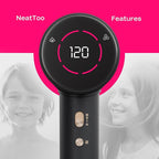NeatToo Turbo Pro Hair Dryer | 3 Speed Settings with LCD Display | 500M Negative Ions for Smooth Shine | 160,000 RPM Brushless Motor | 1500W Fast Drying, Low Noise & Lightweight Blow Drye