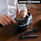 4 Pcs Horsehair Shine Shoes Brush Kit Polish Dauber Applicators Cleaning Leather Shoes Boots Care Brushes Suede Cleaner Brush with Microfiber Shoe Cloth(Black Handle A)