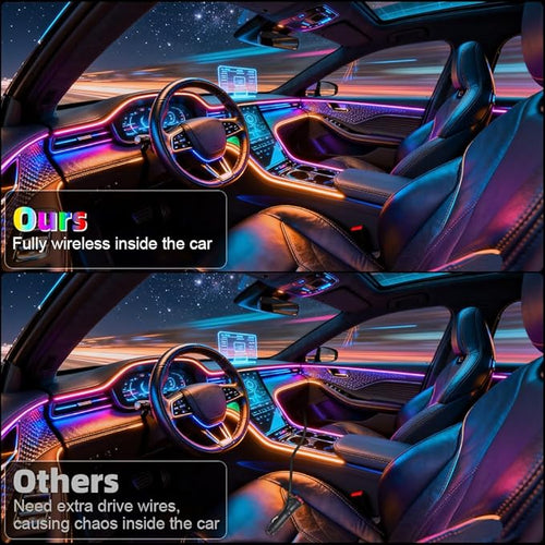 Acrylic Interior Car Ambient Lighting, Interior RGB LED Strip Kit with Music Sync Mode, 55 Inch Length Suitable for Pickup, Trucks, SUV and Large Vehicles (6 in 1)