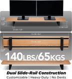 ULTRARM Moodular Wooden Monitor Stand 45.6” (116cm) Large Desk Organizer with Metal Slide Rails for Drawer, Tray, Laptop, Tablet, Phone & Headphones Customizable Riser for Organized Workspace Oak