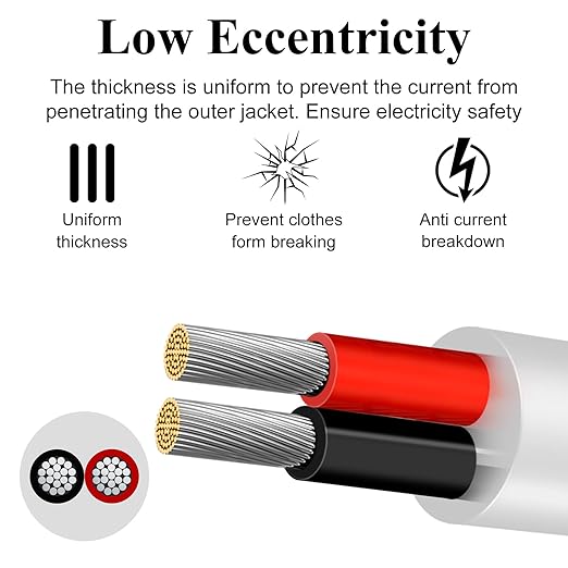 16 Gauge 2 Conductor Electrical Wire, 49.2FT Low Voltage 16/2 Tinned Copper Stranded 2 Wire Cable, 16 AWG White Flexible Extension Power Cord for Automotive, LED Lamp, Outdoor Landscape Lighting Etc