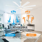 ELEHINSER 80 Inch Ceiling Fan with Lights and 3 Downrods, 8 Plywood Blades, 6-Speed Noiseless Reversible DC Motor, 3CCT, Windmill Ceiling fan for Kitchen Bedroom Living Room, Gloss White