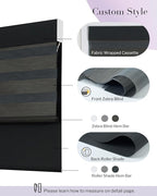 Graywind Smart Dual Shades Compatible with Alexa Google Homepod Motorized Double Zebra Blinds Matter Solar Powered, Custom Size (Black)