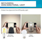 Hizashi Vintage LED Light Bulb Dimmable, 6W Equivalent 60W, Edison Bulbs 4000k Neutral White, E26 Base, 700LM, High CRI 95+ Eye Protection, Clear Glass, Pack of 18
