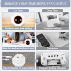GuDoQi Digital Productivity Timer, Octagon Rotating Pomodoro Timers with Gravity-sensor, 1-3-5-15-30-60-90 Min Countdown, Portable Adjustable Sound Alert Multi Desk Timer or Study Task, Kitchen, White