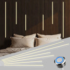 LED Recessed Lighting for Slat Wall Panels - 6PCS Self-Adhesive Dimmable LED Light Strips, 3000K Warm White with Touch Control, for Wood Wall Panels, Stairs, Headboard, Under Cabinet Decor