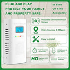 Combination Gas and Carbon Monoxide Detector Plug-in | CO Alarm & Natural Gas Combustible Detector | Digital Display, Battery Backup, Easy Install | for Home Kitchen Safety Monitoring 3-Pack