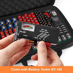 Arkeiliy Battery Organizer, Battery Organizer Storage Case with Tester BT-168, Waterproof Battery Holder Box Holds, Battery Case Organizer 145+ AA AAA C D 9V Batteries (Batteries are Not Included)