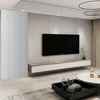 Art3d 8-Pack WPC Slat Wall Panel for Interior Wall Decor, Decorative Fluted Accent Wall Covering Panel for Living Room Bedroom TV Background Office, 96 x 6 Inch - Slate