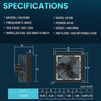 HG Power 14 Inch Shutter Exhaust Fan with Speed Controller, 882CFM High-Speed Vent Fan, 1400RPM Wall Mounted Attic Fan with Steel for Shed, Garage, Greenhouse Ventilation, Black