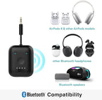 MEE Audio Connect Air in-Flight Bluetooth Wireless Audio Transmitter, with Extra Dual 3.5mm Jack AUX Adapter, for up to 2 AirPods/Other Headphones; Works with All 3.5mm Aux Jacks, Black