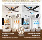 SODSEA Ceiling Fans with Lights, 52 Inch Black Ceiling Fan with Light and Remote Control, Reversible, 3CCT, Dimmable, Noiseless, Small Ceiling Fan for Bedroom, Indoor/Outdoor Use