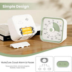 InfPokid Visual Timer for Kids with Pause Function, 60 Minute Countdown Timer for Kids Desk Study, Teaching, Kitchen Cooking, Office Meetings, Time Management for ADHD (White)