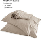 Bedsure California King Sheet Sets, Cooling Sheets, Rayon Derived from Bamboo, Deep Pocket Up to 16", Breathable & Soft Bed Sheets, Hotel Luxury Silky Bedding Sheets & Pillowcases, Simply Taupe