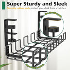 REFLYING Under Desk Cable Management Tray, L 15.7'' W 6.3'' No Drill Steel Desk Cable Organizers, Wire Management Tray