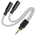 DUKABEL Headphone Splitter, Knitted 3.5mm Audio Splitter TRS 3-Pole Aux Splitter Cable for Headphones Earphones Speakers -Zebra White