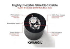 KWANGIL 2C 22AWG AMSB Shielded Cable Wire (UL2464) - Highly Flexible Str TC, PVC Ins, OS+TC BRD, PVC JKT for CNC Machine, Stepper Motor, VFD Spindle (Matte Black 25FT)