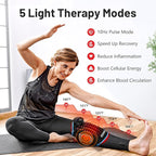 ROMISA Red Light Therapy Knee Brace & Vibration Knee Massage, 660nm & 850nm Rechargeable Near Infrared Light Therapy Device for Knee/Elbow/Shoulder for Cordless Use, Blue.