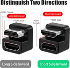 AGVEE 1 Pack (Short Side Inward) 180 Degree Angled HDMI Male to HDMI Female Adapter, U-Shaped 8K@60HZ Converter Coupler Connector Extender for Portable Display Monitor Accessories, Black