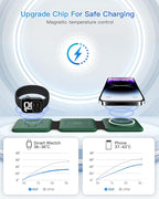 Iseyyox 3 in 1 Wireless Charger for iPhone - Foldable Charging Station Travel Charging Dock Compatible with iPhone 16 15 14 13 12 Pro Max Plus Watch & Airpods