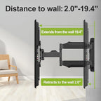 USX MOUNT Full Motion TV Wall Mount Bracket for Most 32-60 Inch TVs Up to 77 lbs & MAX VESA 400x400 mm, Corner Center Design TV Mount 20" Articulating Extension Arm with Swivel Tilt & Leveling