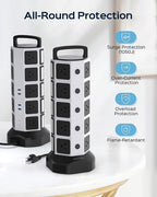 Power Strip Tower Surge Protector, 20 Outlets 6 USB (2 USB C) Charging Station, Extension Cord with Multiple Outlets, 1050J 1625W/13A Outlet Extender 6.5ft Extension Cord for Home Office
