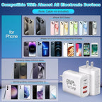 60W USB C Charger Block Fast Charging,2Pack 4Port Type C Charger Fast Charging Blocks 2 Type-C & 2 USB-A Ports Power Adapter for iPhone 17/17 Air/16/15/14/13/12/11 Pro Max/XS/XR/8/7/6,iPad,Samsung