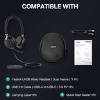 Yealink UH38 Bluetooth USB Wired Headset, Work Headset with Noise Cancelling Microphone, Teams Certified, Comfort Fit, Dual Connect for PC Computer & Mobile Devices, Dual Busylight