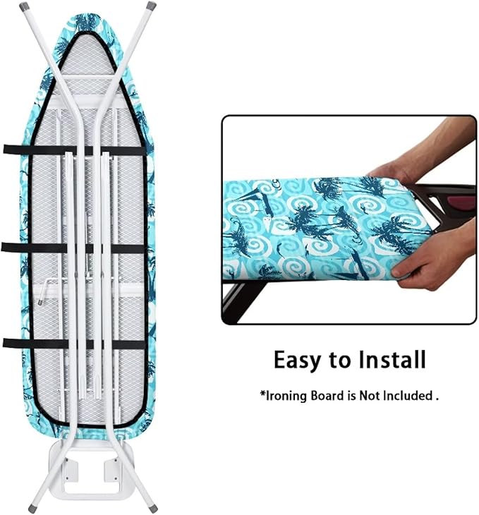 ZCFYGDX 15" x 50" Ironing Board Cover Scorch Resistant,Wear & Soil Resistant Covers, Easy Installation Elastic Edges 3 Fasteners,Lightweight & Breathable Coconut Tree Sailboat Print Size-L