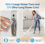 Mxnsewr Steam Mop All-in-one Multi-Functional Powerful Steam Cleaner, Handheld Detachable Floor Steamer with 2 Steam Level, 380ML Water Tank & 23FT Power Cord for Whole Home Use（White)
