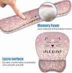 Ergonomic Mouse Pad Wrist Support and Keyboard Wrist Rest Set with Coasters, Non-Slip PU Base, Easy Typing & Pain Relief for Computer Laptop Home Office, Cute Cat Face Smile Meow